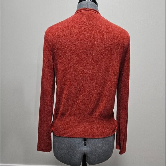 Nic+Zoe Wrap Cardigan Sweater V Neck Rust Red Women's Medium Business Casual - Picture 3 of 9